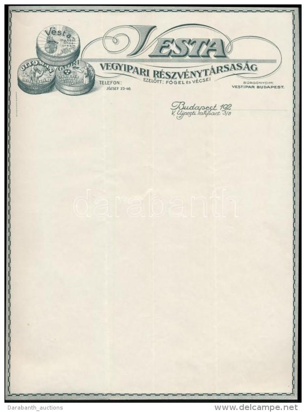 Cca 1920 Vesta Vegyipari Rt. D&iacute;szes Fejl&eacute;ces Lev&eacute;lpap&iacute;r, 29x22 Cm - Non Classificati