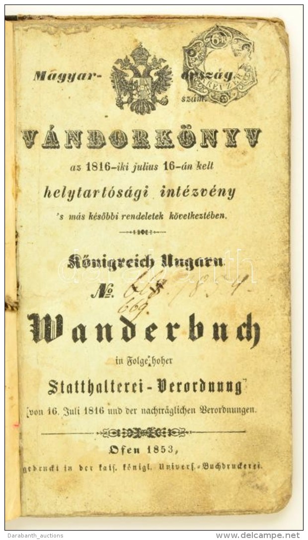 1855 V&aacute;ndork&ouml;nyv Tele Magyar &eacute;s Osztr&aacute;k Pecs&eacute;ttel &eacute;s Bejegyz&eacute;ssel /... - Non Classificati