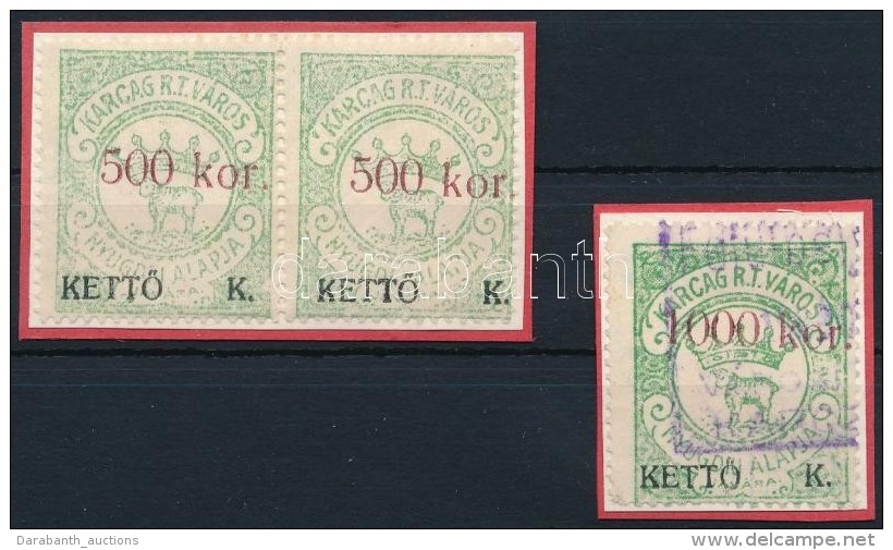 1924 Karcag R.T.V. 2 F&eacute;le Fel&uuml;lnyomott Okirati Illet&eacute;kb&eacute;lyeg (4.700) - Unclassified