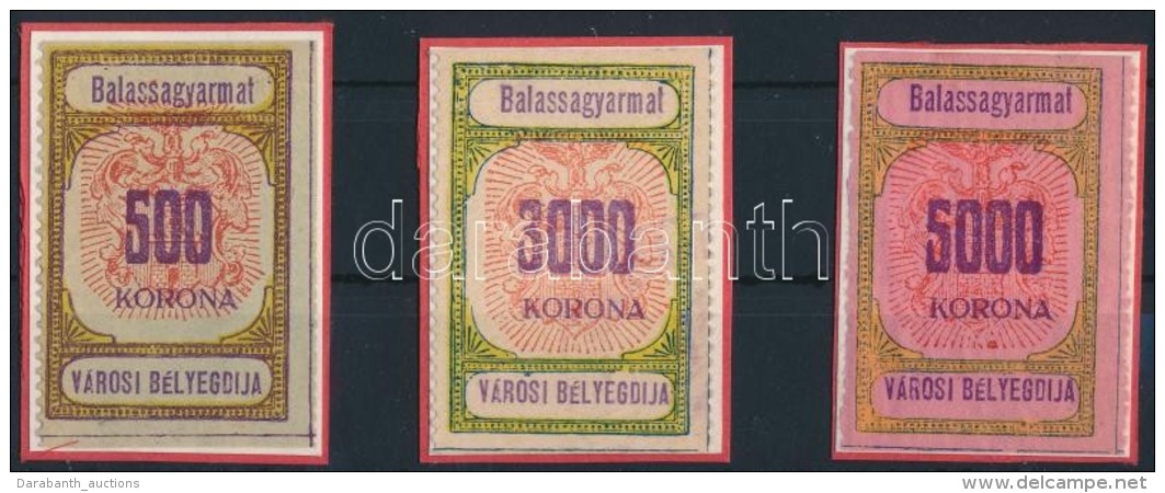 1924 Balassagyarmat V&aacute;rosi B&eacute;lyegd&iacute;j 1, 5 &eacute;s 6 Sz. Okm&aacute;nyb&eacute;lyege (14.000) - Unclassified