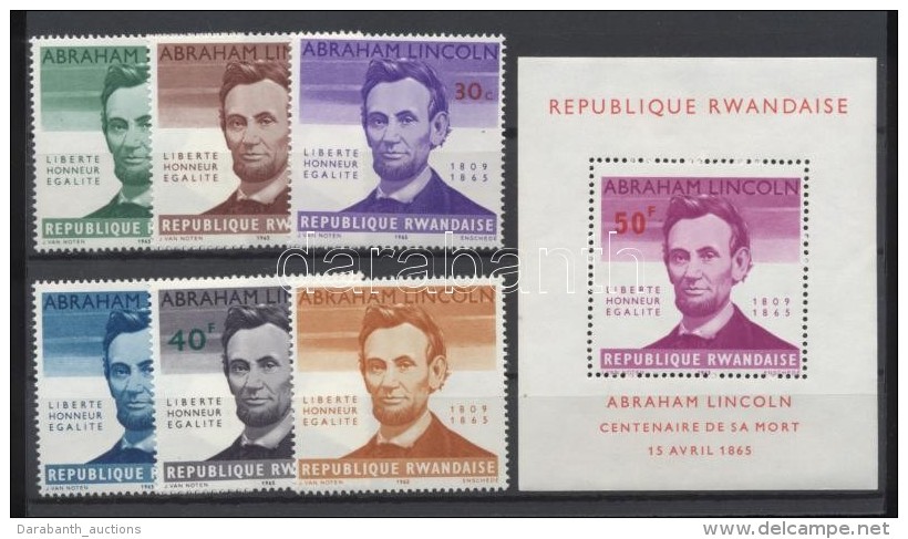 ** 1965 Abraham Lincoln Hal&aacute;l&aacute;nak 100. &eacute;vfordul&oacute;ja Sor Mi 97-102A + Blokk Mi 3A (Mi 101... - Other & Unclassified