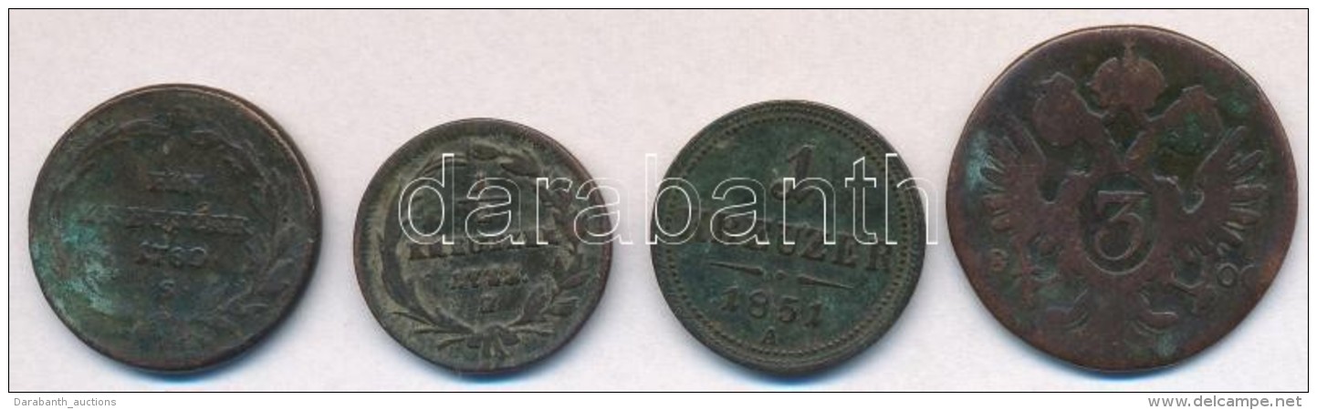 1780S 1kr Cu 'M&aacute;ria Ter&eacute;zia' + Ausztria 1783F 1/2kr Cu + 1851A 1kr Cu + 1800? 3kr Cu T:2-3-
Hungary... - Unclassified