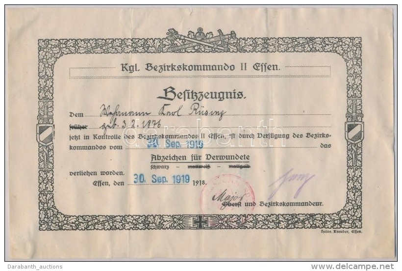 N&eacute;met Birodalom / Weimari K&ouml;zt&aacute;rsas&aacute;g 1919. 'Sebes&uuml;l&eacute;si Jelv&eacute;ny Fekete... - Sin Clasificación