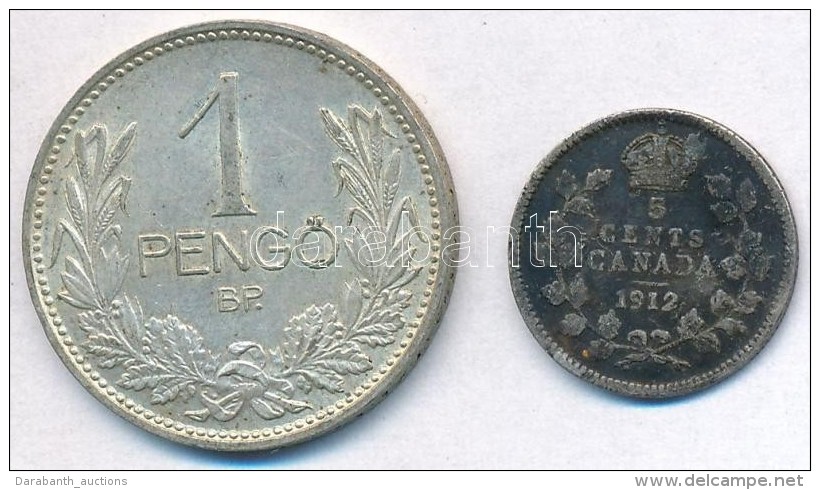 Vegyes: Kanada 1912. 5c Ag 'V. Gy&ouml;rgy' + Magyarorsz&aacute;g 1939. 1P Ag T:2-,3,2
Mixed: Canada 1912. 5 Cents... - Unclassified