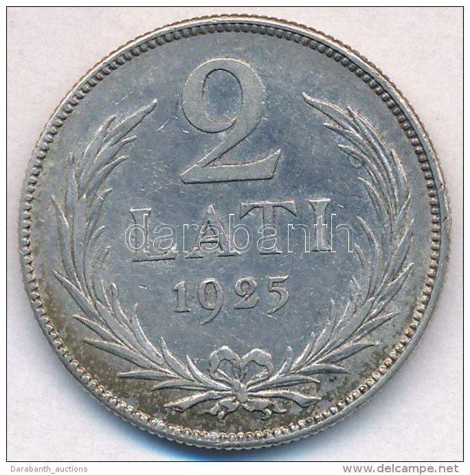 Lettorsz&aacute;g 1925. 2L Ag T:2 Patina 
Latvia 1925. 2 Lati Ag C:XF Patina 
Krause KM#8 - Sin Clasificación