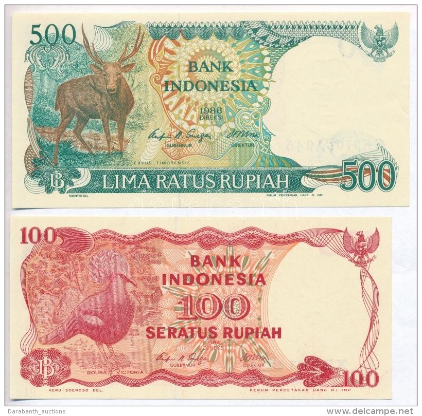 Indon&eacute;zia 1984. 100R + 1988. 500R T:I,I-
Indonesia 1984. 100 Rupiah + 1988. 500 Rupiah C:UNC,AU - Sin Clasificación