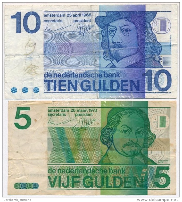 Hollandia 1968. 10G + 1973. 5G 'Joost Van Den Vondel' T:III Kis Szakad&aacute;s
Netherlands 1968. 10 Gulden + 1973.... - Sin Clasificación