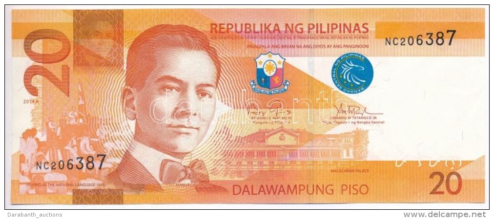 F&uuml;l&ouml;p-szigetek 2014. 20P T:I,I-
Philippines 2014. 20 Piso C:UNC,AU - Unclassified