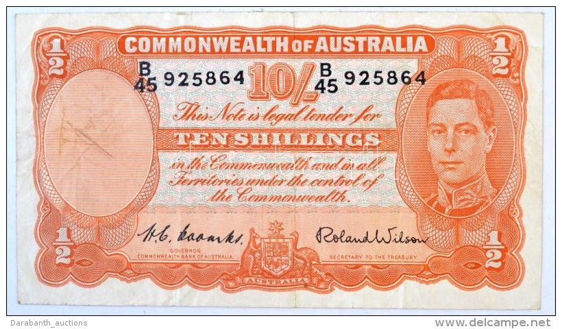 Ausztr&aacute;lia 1952. 10sh T:III
Australia 1952. 10 Shilling C:F
Krause 25.d - Unclassified