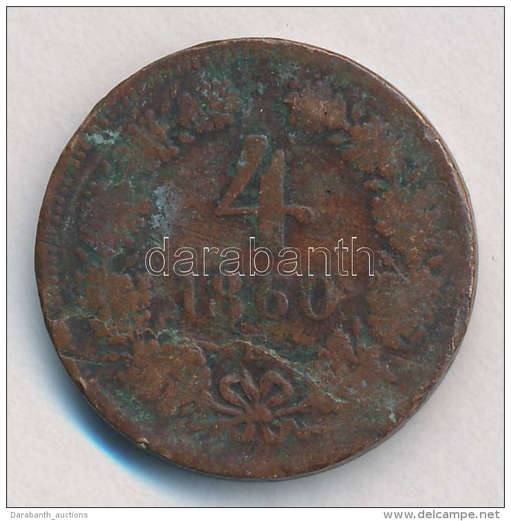 1860E 4kr Cu T:2-,3 Patina, &uuml;., Karc - Sin Clasificación