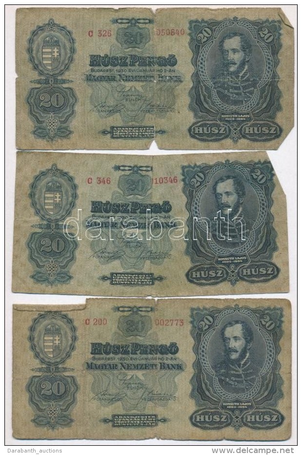 1930. 20P (5x) T:III-,IV Egy Ragasztott - Non Classés