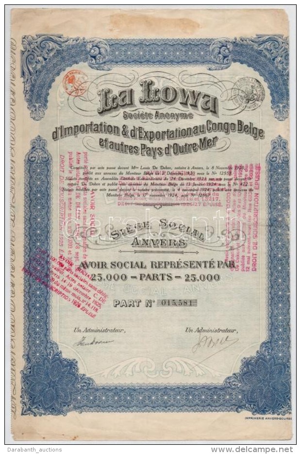 Belgium / Antwerpen 1924. 'La Lowa Soci&eacute;t&eacute; Anonyme D'Importation &amp; D'Exportation Au Congo Belge... - Sin Clasificación