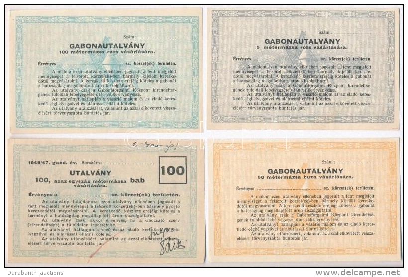 ~1946-1947. 6db-os Vegyes Magyar Utalv&aacute;ny T&eacute;tel, K&ouml;zte 'Gabonautalv&aacute;ny',... - Sin Clasificación