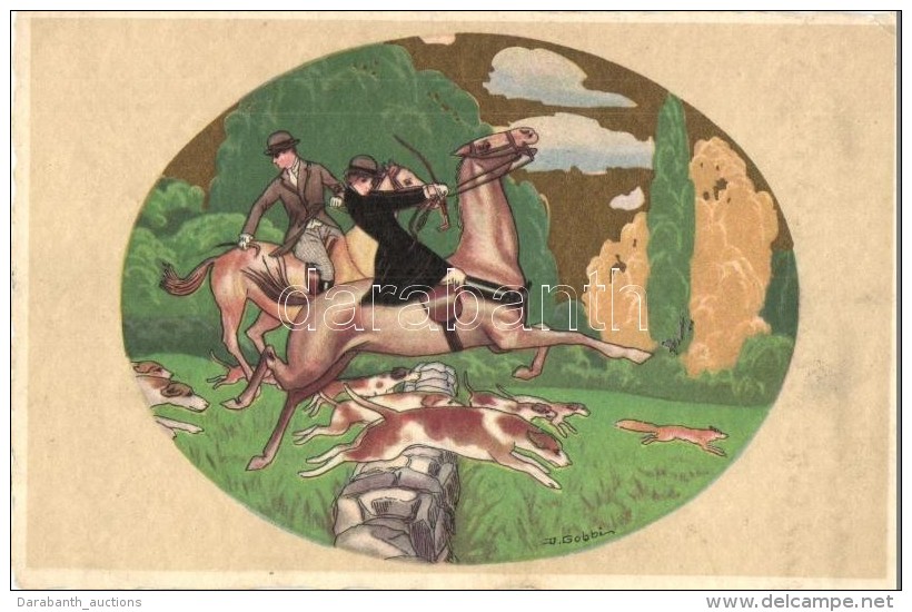 T2/T3 Art Deco Italian Hunting Art Postcard. C.C.M. 2604-2. S: D. Gobbi (EK) - Unclassified