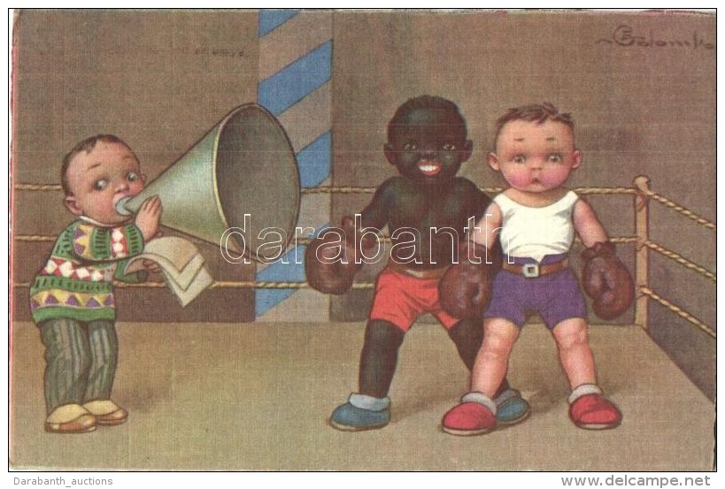 T2/T3 Italian Art Postcard, Box Match, Black Boy S: Colombo (EB) - Sin Clasificación