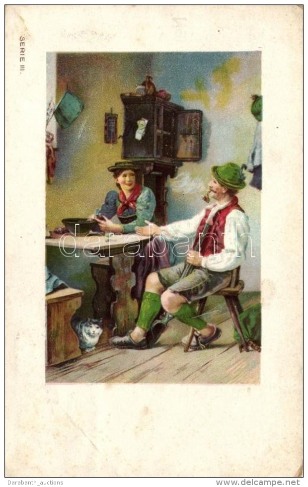 * T3 Nestl&eacute;-f&eacute;le Gyermekliszt / Children's Flour, Advertisement, Folklore Couple, Serie III. Litho ... - Sin Clasificación