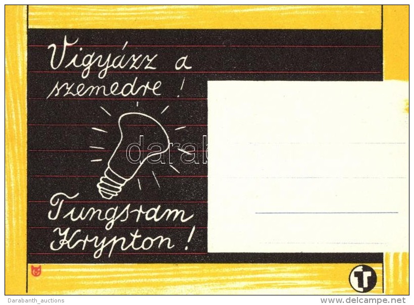 ** T1 Vigy&aacute;zz A Szemedre! Tungsram Krypton / Hungarian Light Bulb Advertisement - Unclassified