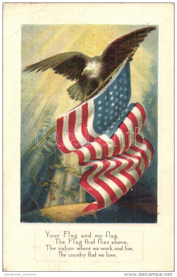 * T3 Your Flag And My Flag. / Amerian Flag With Eagle, Patriotic Propaganda Art Postcard. Flag Series No. 4. Litho... - Sin Clasificación