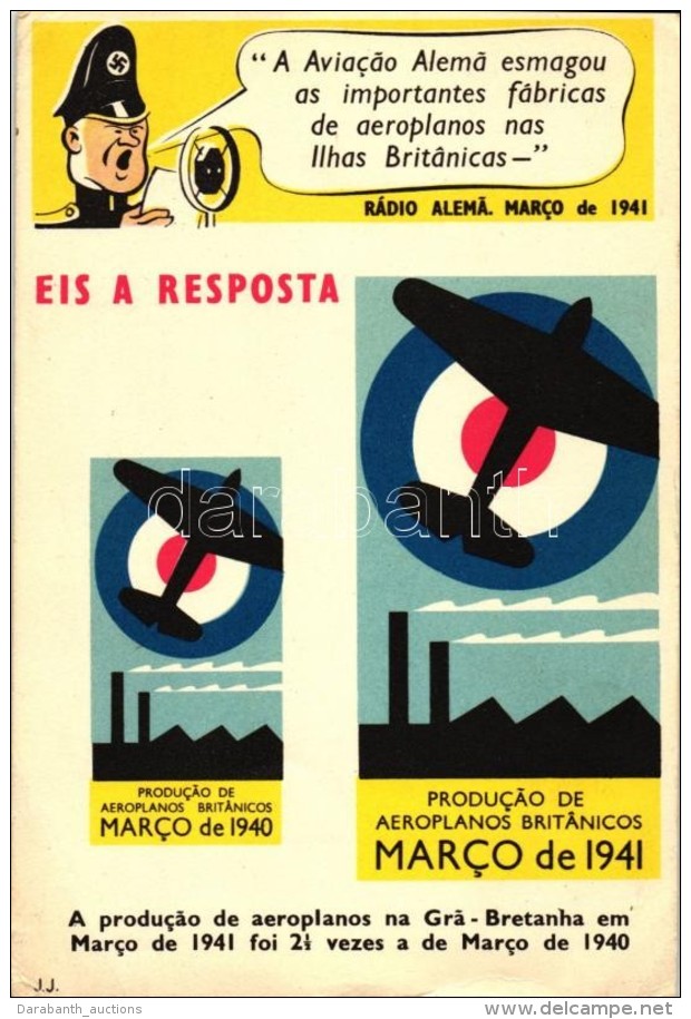 ** T2/T3 1941 Eis A Reposta / Anti-German Propaganda, Military Plane Production, Cartoon Humour - Unclassified