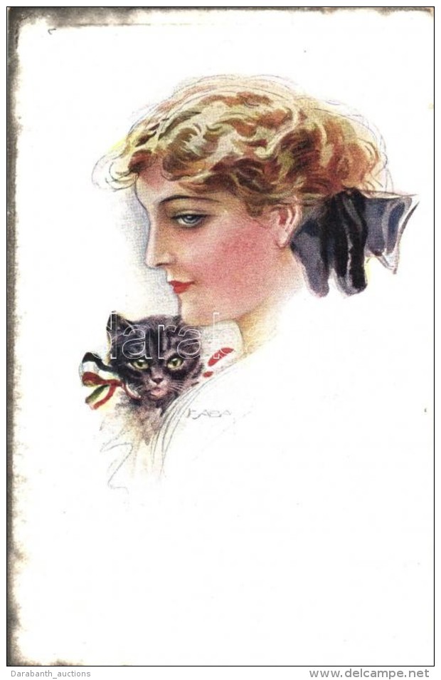 * T2 Girl With Cat; Italian Art Postcard PFB Nr. 3947/3 S: Usabal - Sin Clasificación