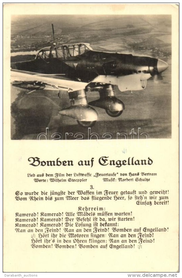 ** T2/T3 Bomben Auf Engelland / WWII German Military Propaganda, Aircraft, Song From The Film Feuertaufe By Hans... - Unclassified