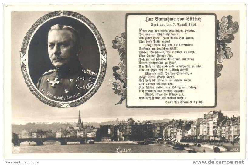 ** T1 Liege, L&uuml;ttich; Memorial Card For The Battle Of Liege, Otto Von Emmich - Sin Clasificación