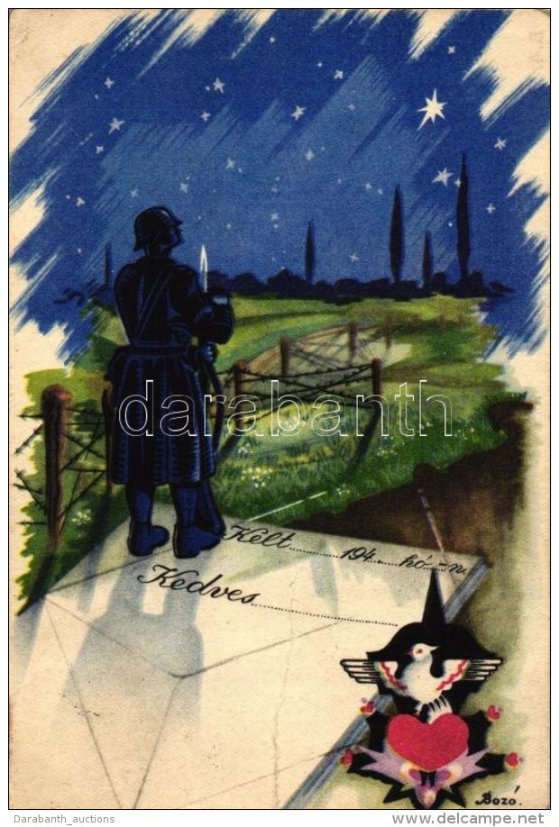 T3 WWII Hungarian Military Greeting Card S: Boz&oacute; (fa) - Sin Clasificación