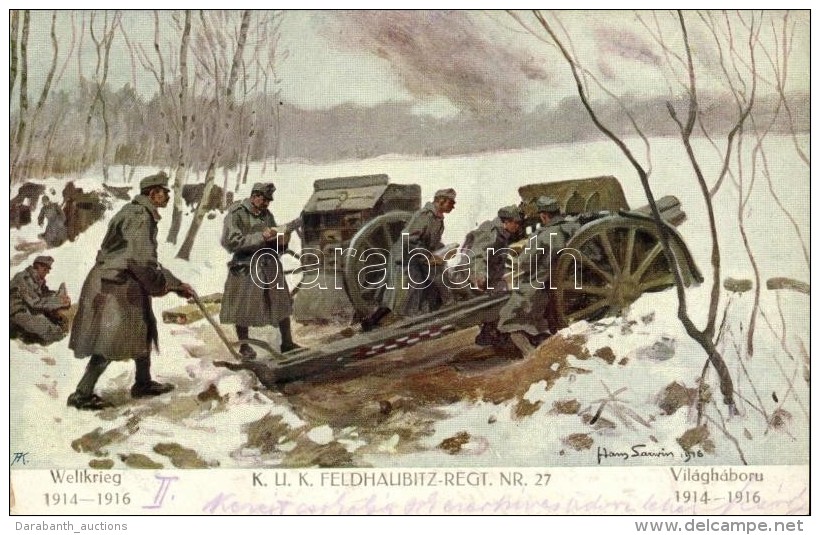 T2/T3 K.u.K. Feldhaubitz Regiment Nr. 27 / K.u.K. Soldiers, Battle Scene S: Hans Larwin (EK) - Unclassified