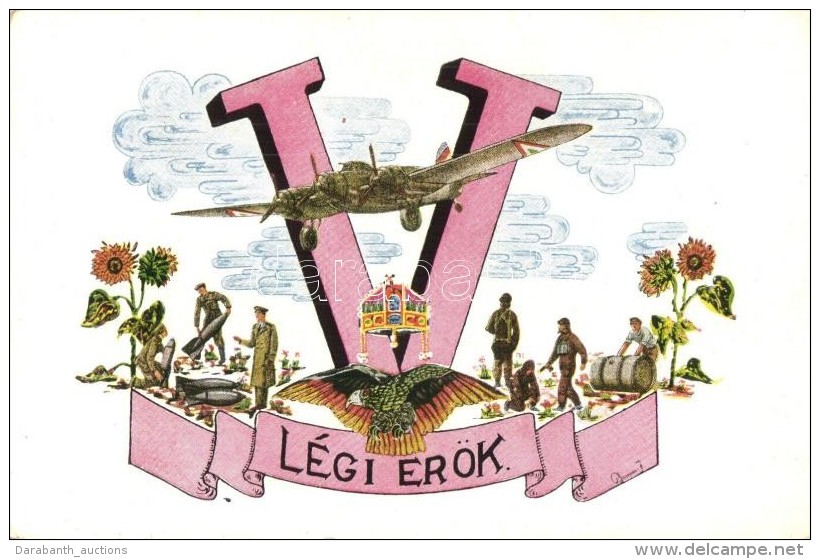 ** T2 L&eacute;gi ErÅ‘k / WWII Hungarian Air Forces Art Postcard, Artist Signed - Sin Clasificación