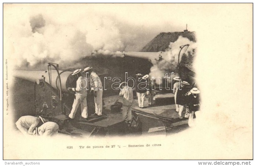 ** T3 Tier De Pieces De 27m/m, Batteries De Cotes / WWI French Navy, On Board Of A Battleship, Firing (EB) - Unclassified