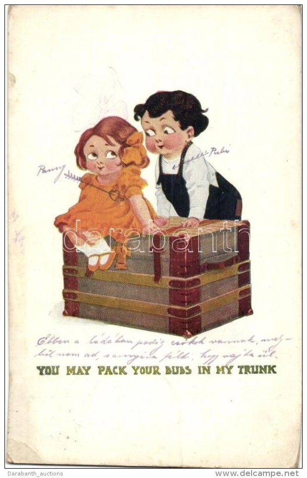 T3 'You May Pack Your Duds In My Trunk' Children, Romantic, Art Postcard, T. P. &amp; Co. Series 799-7 (EB) - Unclassified