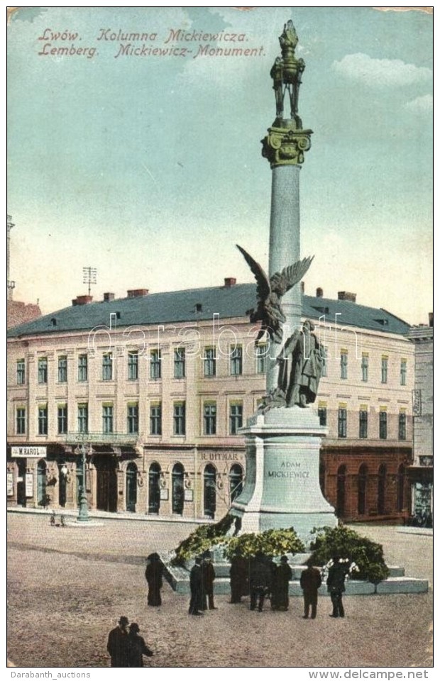 T3 Lviv, Lw&oacute;w, Lemberg; Kolumna Mickiewicza / Mickiewicz Monument, Shops Of M. Karol And R. Ditmar (EK) - Unclassified