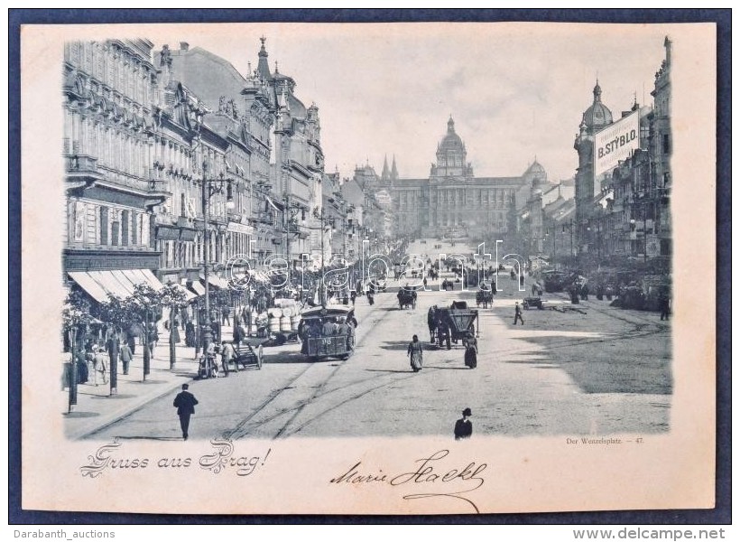 1900 Praha, Prague; Der Wenzelsplatz / Square, Shops, Tram. Big Sized Postcard (22 Cm X 30,5 Cm!) - Sin Clasificación