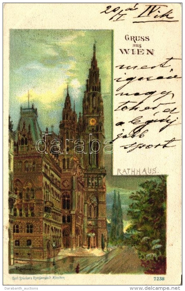 T2/T3 1899 Vienna, Wien, Rathaus; Verlag Karl S&uuml;tckers Kunstanstalt / Town Hall, Litho S: Rosenberger - Sin Clasificación