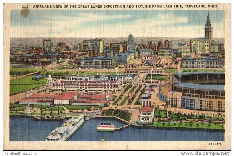 T3/T4 Cleveland, Airplane View Of The Great Lakes Exposition And Skyline From Lake Erie (fa) - Sin Clasificación