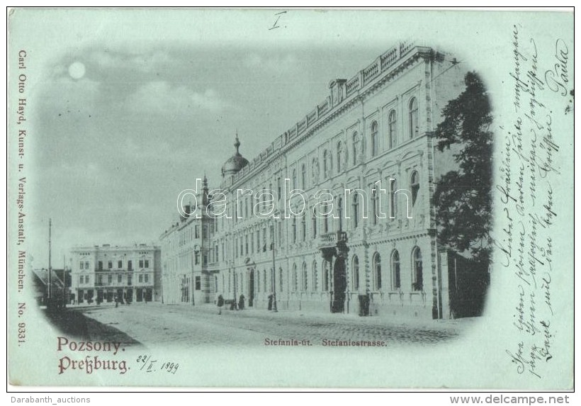 T2/T3 1899 Pozsony, Pressburg, Bratislava; Stef&aacute;nia &uacute;t / Stefaniestrasse / Street View. Carl Otto... - Ohne Zuordnung