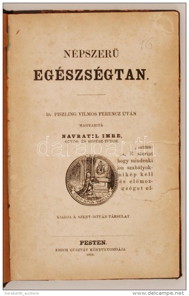 Dr. Piszling Vilmos Ferencz [Pissling, Wilhelm Franc]: N&eacute;pszerÅ± Eg&eacute;szs&eacute;gtan.... - Sin Clasificación