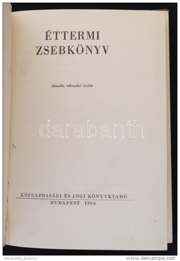 &Eacute;ttermi Zsebk&ouml;nyv. Bp.,1966, K&ouml;zgazdas&aacute;gi &eacute;s Jogi Kiad&oacute;. M&aacute;sodik,... - Sin Clasificación