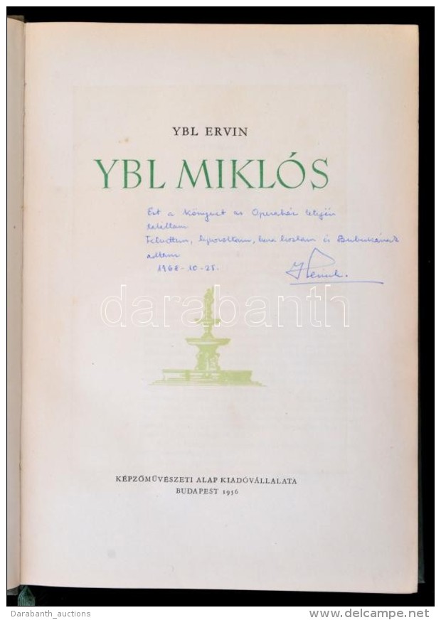 Ybl Ervin: Ybl Mikl&oacute;s. Bp., 1956, K&eacute;pzÅ‘mÅ±v&eacute;szeti Alap Kiad&oacute;v&aacute;llalata. ElsÅ‘... - Sin Clasificación