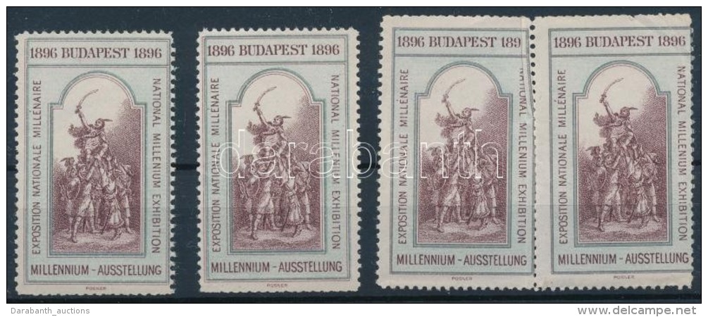 1896 Millenniumra Kiadott 4 Db B&eacute;lyeg, Egyik P&aacute;rban K&eacute;pbe Fogazva - Sin Clasificación