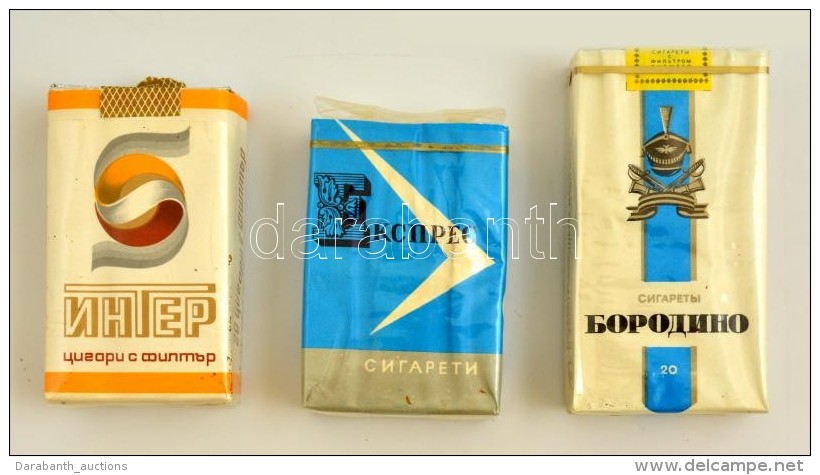 3 Csomag Orosz, Ukr&aacute;n Ill. Bolg&aacute;r Cigaretta: Inter, Ekspres, Borodino, Az Egyik S&eacute;r&uuml;lt... - Other & Unclassified