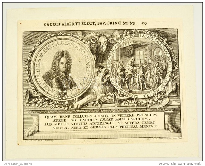 1715 Cosmas Damian Assam (1686-1739)-Karl Remshart (1678-1735): VII. K&aacute;roly Albert (1697-1745)... - Estampas & Grabados