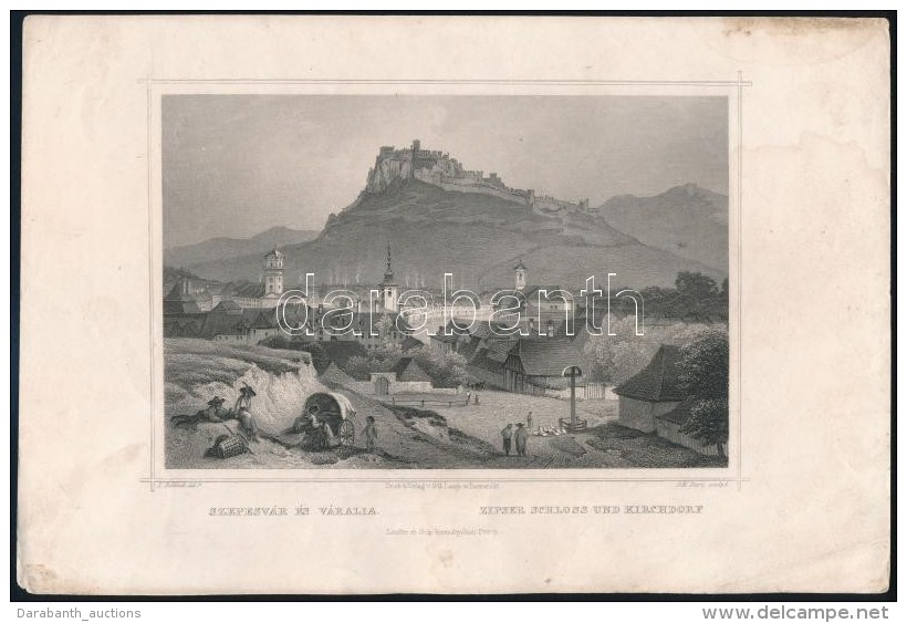 Cca 1840 Ludwig Rohbock (1820-1883): Szepesv&aacute;r &eacute;s Szepesv&aacute;ralja (Felvid&eacute;k)... - Estampes & Gravures