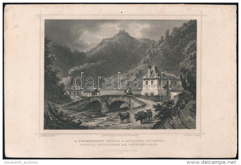 Cca 1840 Ludwig Rohbock (1820-1883): Verestorony Szoros (Erd&eacute;ly) Ac&eacute;lmetszet /  Steel-engraving Page... - Estampas & Grabados