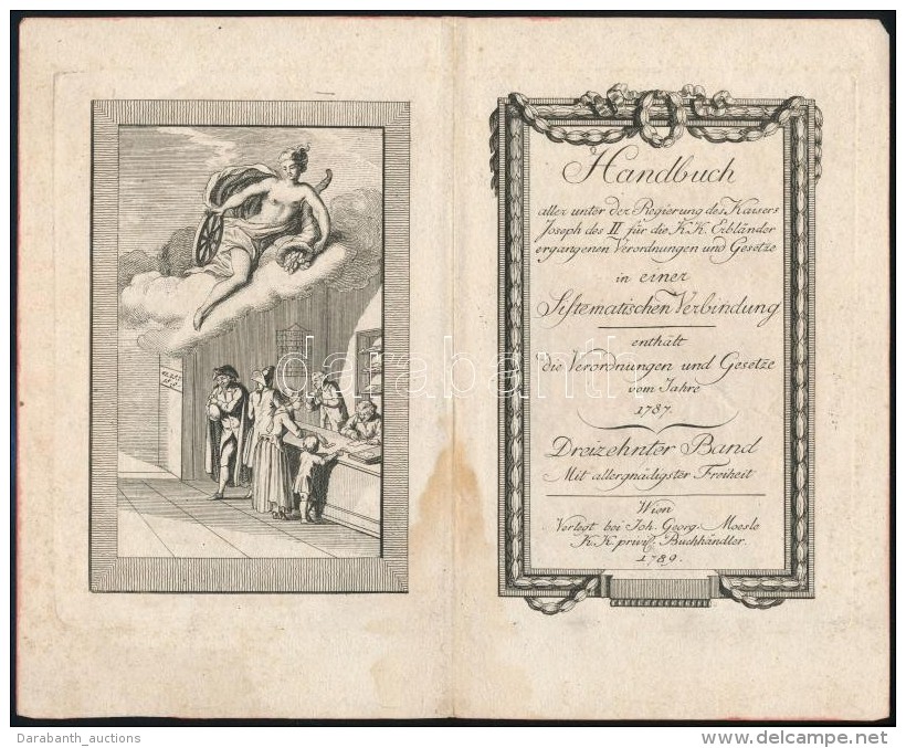 1789 A 'Handbuch Aller Unter Der Regierung Des Kaisers Joseph II ...' C&iacute;mÅ± K&ouml;nyv (B&eacute;cs, Johann... - Prints & Engravings