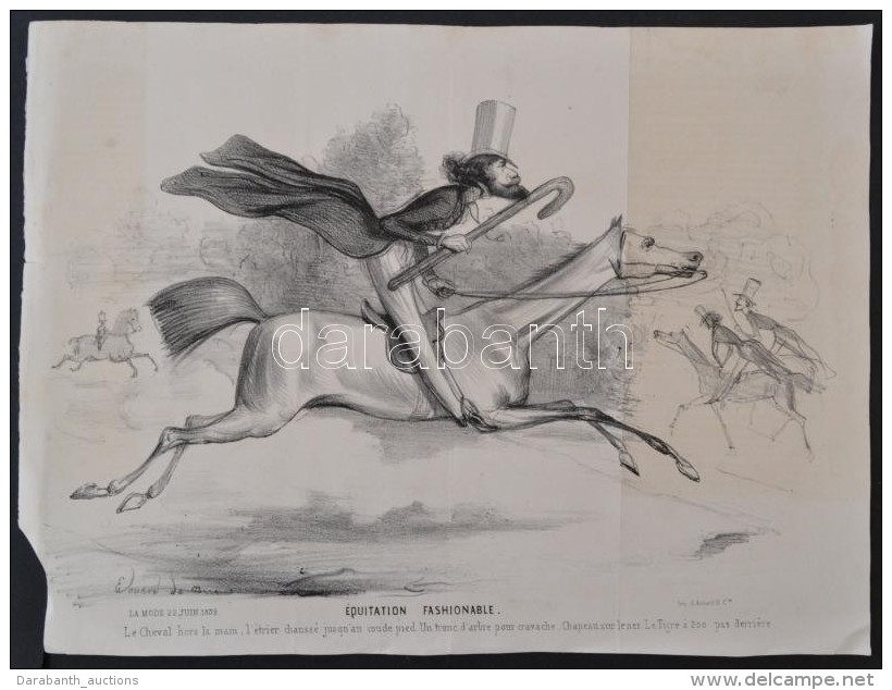 1839 Equiutation Fashionable. Lovas. Karikat&uacute;ra. KÅ‘nyomat / Lithographed Caricature With Horse. 24x32 Cm - Estampas & Grabados