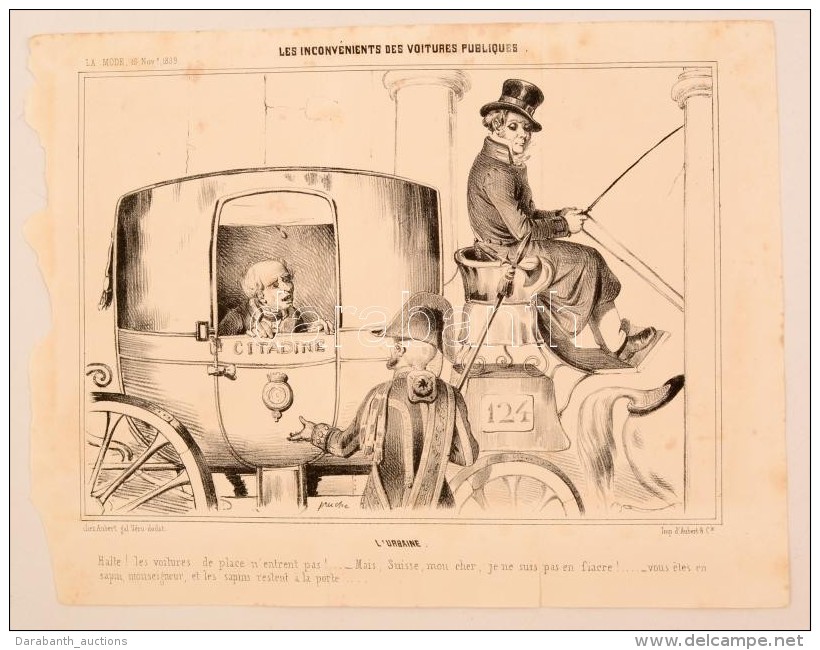 1839 A K&ouml;zkocsik K&eacute;nyelmetlens&eacute;gei Politikai Karikat&uacute;ra. KÅ‘nyomat / Inconveniences Of... - Estampas & Grabados