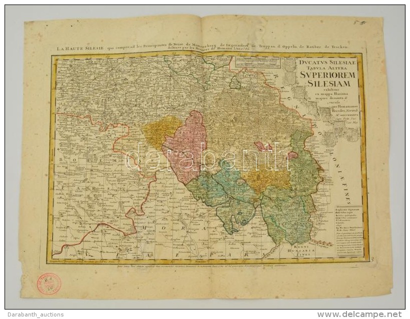 1746 FelsÅ‘ Szil&eacute;zia T&eacute;rk&eacute;pe. Ducatus Silesiae Tabula Altera Superiorem Silesiam Exhibens Ex... - Estampas & Grabados