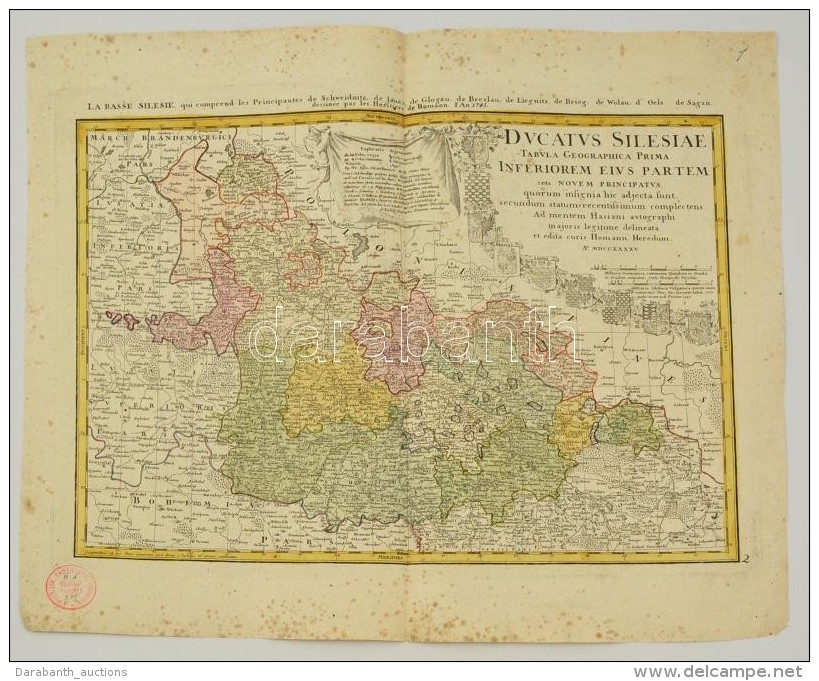 1745 Als&oacute;-Szil&eacute;zia T&eacute;rk&eacute;pe. Ducatus Silesiae Tabula Altera Superiorem Silesiam Exhibens... - Estampas & Grabados