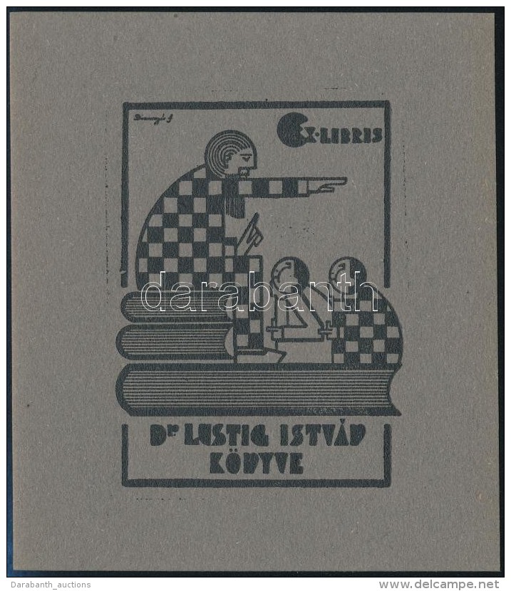 Dinny&eacute;s Ferenc (1886-1958): Ex Libris, Dr. Lustig Istv&aacute;n. Klis&eacute;, Pap&iacute;r, Jelzett A... - Otros & Sin Clasificación